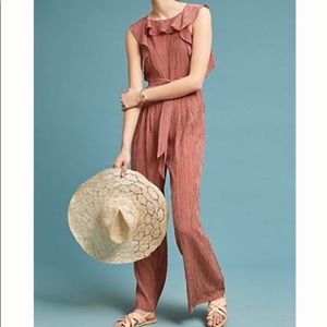 Anthropologie Eva Franco Wide Leg Ruffle Jumpsuit